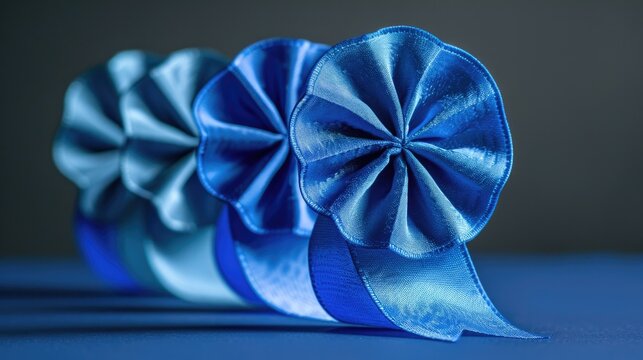 Winner Ribbon. Award Accolade Champion - 1st, 2nd, 3rd Place Rosettes in Blue - Powered by Adobe