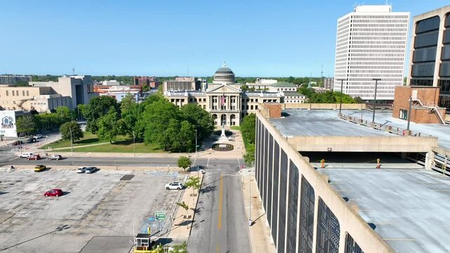 Aerial Fly Through Toledo Courthouse and Cityscape
