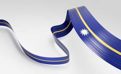 3d Flag Of Nauru 3d Shiny Waving Nauru Ribbon Flag On White Background 3d Illustration