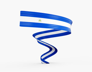 3d Flag Of Nicaragua 3d Shiny Waving Twisted Ribbon Flag On White Background 3d Illustration