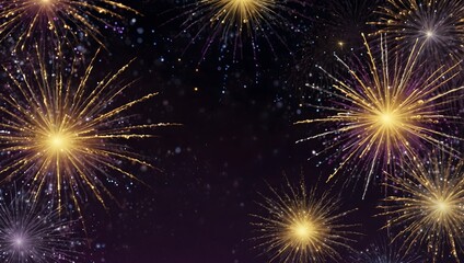 Fototapeta premium Many colorful fireworks exploding against a dark night sky.