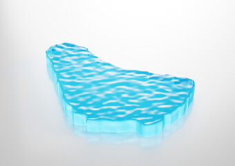 Water Ice Map of Barbados global warming melting glacier in deep blue water 3d illustration