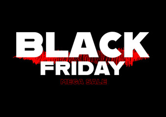 Dynamic Black Friday Sale Advertisement with Striking Red Highlights and Modern Design