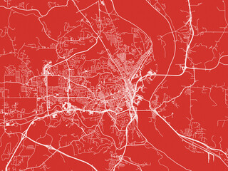 Christmas Map of Dubuque Iowa, USA in Snowy White on Festive Red Background.