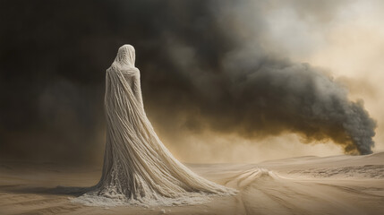 An Artistic Depiction of Lot's Wife Transformed Into a Pillar of Salt