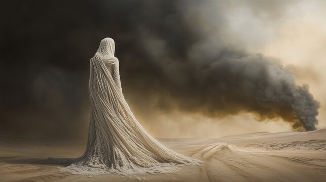 An Artistic Depiction of Lot's Wife Transformed Into a Pillar of Salt
