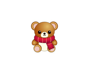 Vector illustration of cartoon teddy bear isolated on white background	