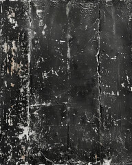 Obraz premium The worn and weathered surface of an old, black wooden door tells a story of time, with each crack and flake of paint revealing a memory of the past