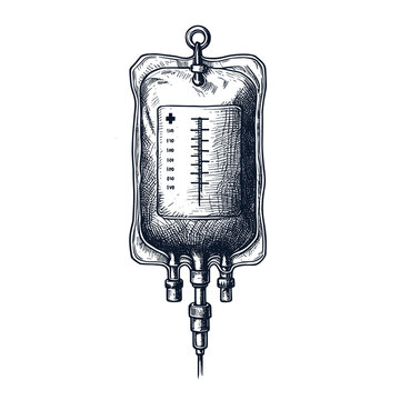 inked iv bag hanging, medical clip art preview