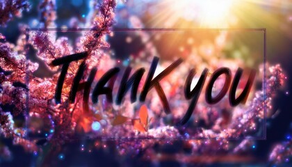 Thank you card with a picture of a tree with purple flowers