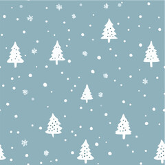 Seamless vector of Christmas trees and snowflakes