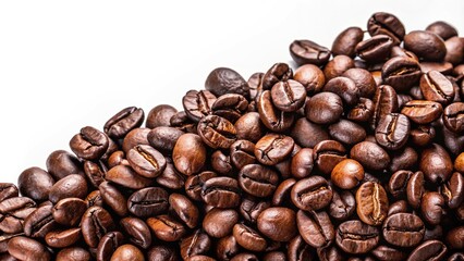 Obraz premium black arabica robusta coffee bean isolated on white background Reflected