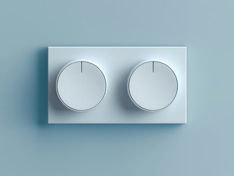 Two White Knobs on a Blue Wall.