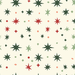 Simple festive pattern with abstract ornaments and star