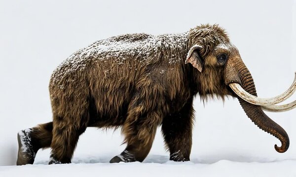 Woolly Mammoth in Snowy Landscape