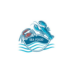 Obraz premium Retro-style lobster and seafood restaurant logos