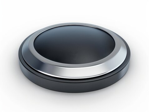 Circular button with chrome trim.