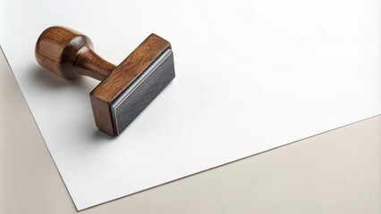 Wooden stamp on white blank paper