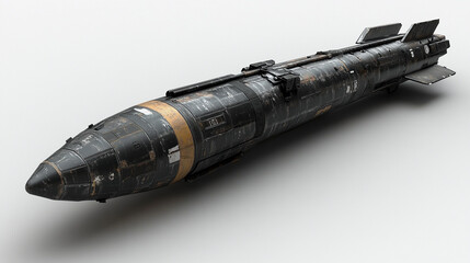 Close-up of a modern missile showcasing sleek and streamlined design