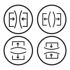 Elasticity, compress and pressure, stretching and expansion, resilience material icon sign – vector