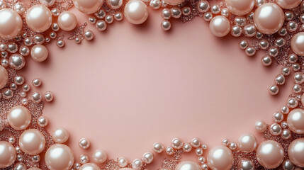 Obraz premium Stylish glamoruos advert promo holiday mockup with elegant pearls and empty center space