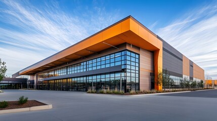 Obraz premium Contemporary Warehouse with Bold Geometric Architecture Design