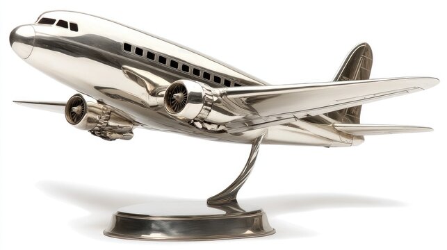 Stunning Silver Decorative Airplane Model with Detailed Features and Smooth Finish Perfect for Home or Office D&eacute;cor and Aviation Enthusiasts