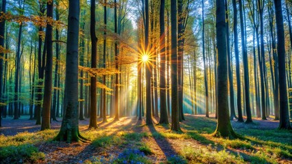 Fototapeta premium silent-forest-in-spring-with-beautiful-bright-sun