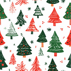 Illustration of seamless pattern with christmas trees
