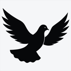 Obraz premium peace dove, Silhouette White background illustration, Generative Ai