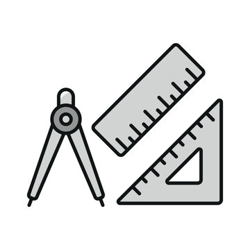 gray compass, ruler, triangle tools clip art preview
