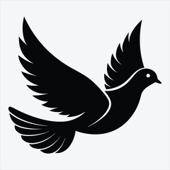 Obraz premium peace dove, Silhouette White background illustration, Generative Ai