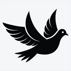 Obraz premium peace dove, Silhouette White background illustration, Generative Ai