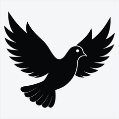 Obraz premium peace dove, Silhouette White background illustration, Generative Ai