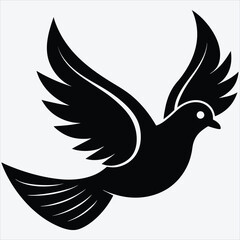 Fototapeta premium peace dove, Silhouette White background illustration, Generative Ai