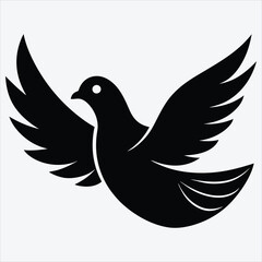 Obraz premium peace dove, Silhouette White background illustration, Generative Ai