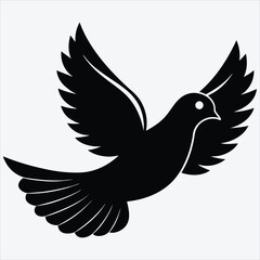 Obraz premium peace dove, Silhouette White background illustration, Generative Ai