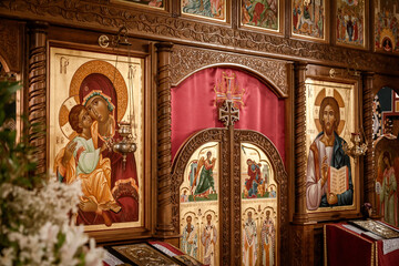 Christening ceremony. Orthodox Christening in the church. Christening details.
