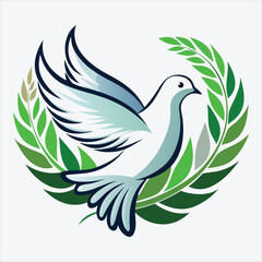Obraz premium peace dove, Vector White background illustration, Generative Ai