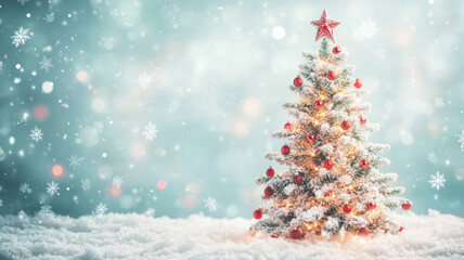 Obraz premium Holiday tree with luminous light waves