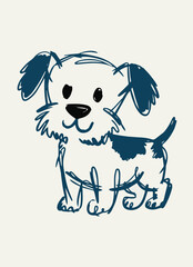 Naklejka premium Adorable Sketch of a Puppy Dog in Minimalistic Vector Style