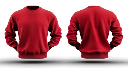 Maqueta de un jersey de color rojo con vista frontal y superior.