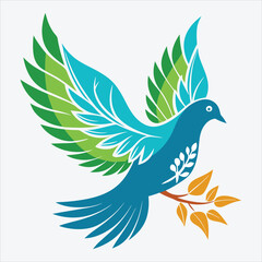 Obraz premium peace dove, Vector White background illustration, Generative Ai
