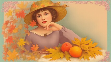 autumn girl with pumpkin
