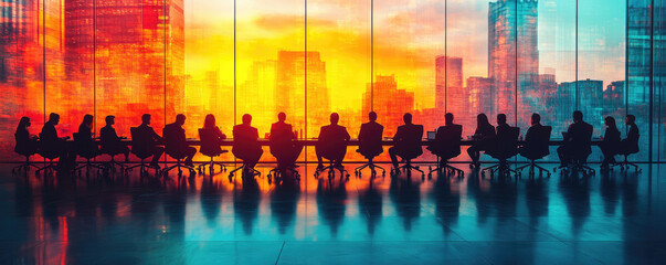 Silhouettes of Business People in Meeting