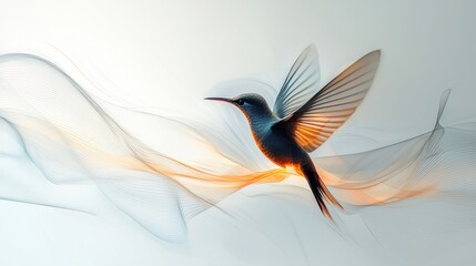 Naklejka premium Abstract light trace of a bird taking flight