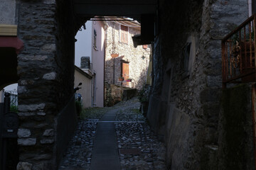 Edifici e vicoli di Vezzano Inferiore (o Vezzano Basso) nel comune di Vezzano Ligure, La Spezia, Liguria, Italia.