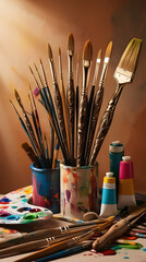 Fototapeta premium Painting brush paint brush tools set brush
