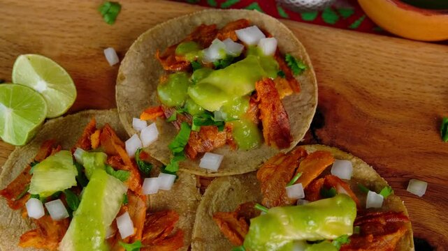Tacos al pastor, Mexican tacos with marinated pork, traditional Mexican food, Taco day, 5 de mayo