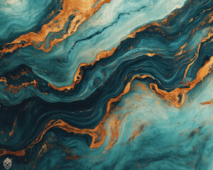 Obraz premium Aquatic Currents and Rust Colors Flowing: Perfect for Historical Design Themes